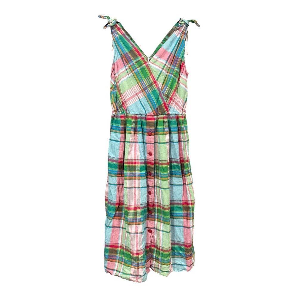 Liz Claiborne Plaid Dress 14 Women 100% Cotton